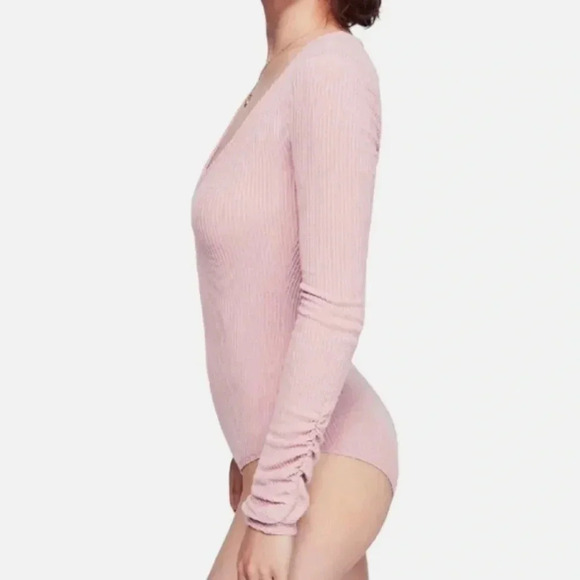 Free People Cozy Up With Me Pink Salt Bodysuit - Picture 3 of 3